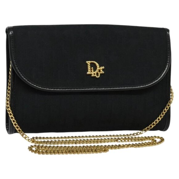 Christian Dior Trotter Canvas Chain Shoulder Bag Brown Gold Auth 124400 - Picture 1 of 16